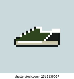 Shoes pixel art, vector illustration. 8-bit pixel art sneakers. Boots pixel art.