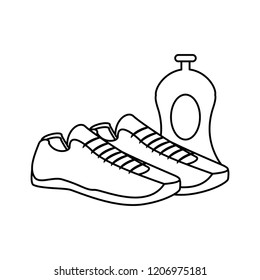shoes for practice sport with bottle