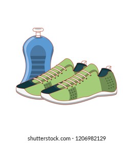 shoes for practice sport with bottle