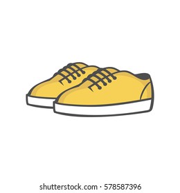 Shoes. Primrose Yellow color sneakers on a white background. Vector illustration