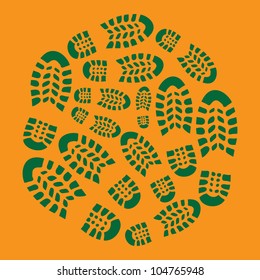 Shoes print in a circle
