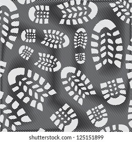 Shoes print in a dark floor - illustration,
