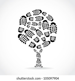 Shoes print in a tree silouette - illustration