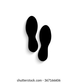 Shoes prints - black vector  icon with shadow