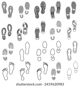 Shoes prints icon vector set. Footprints illustration sign collection. Shoes symbol or logo.