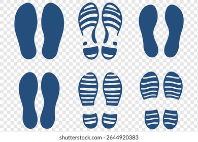 Shoes prints icon vector set. Footprints illustration sign collection. Human shoeprint vector silhouette.