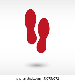 Shoes prints - red vector  icon with shadow