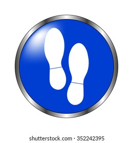 Shoes prints - vector icon on the blue button