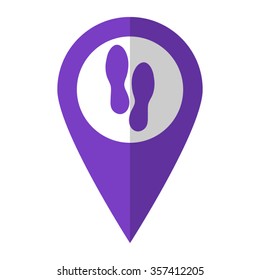 Shoes prints - vector icon;  violet map pointer