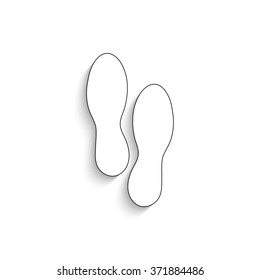 Shoes prints - white vector icon with  shadow