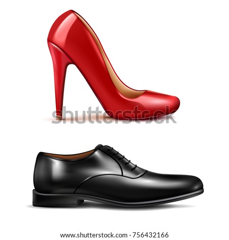 Shoes realistic set witn men and women shoes isolated vector illustration
