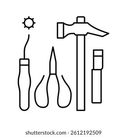 shoes repair tools line icon vector. shoes repair tools sign. isolated contour symbol black illustration