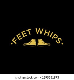 Shoes Retro label isolated on black background. Design element. Template for logo, signage, branding design. Vector illustration - Vector