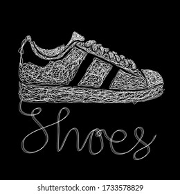 Shoes in scribble and chaotic sketch.vector illustration,Eps10.