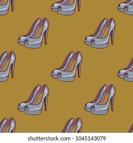 Shoes seamless pattern. Cartoon style pattern design.