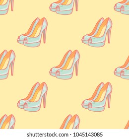 Shoes seamless pattern. Cartoon style pattern design.