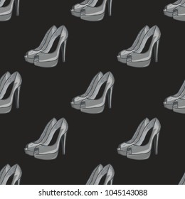 Shoes seamless pattern. Cartoon style pattern design.