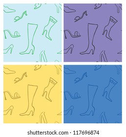 Shoes seamless pattern set. Eps 10 fashionable vector backgrounds set