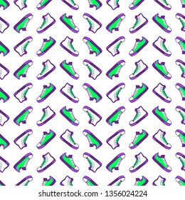 Shoes seamless pattern, wallpaper background, fabric textile, print. Vector illustration.