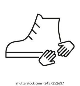 Zapatos con icono de segunda mano sobre fondo blanco. Trazo editable.  Icono de ropa de segunda mano . Píxel perfecto. Vector gráfico