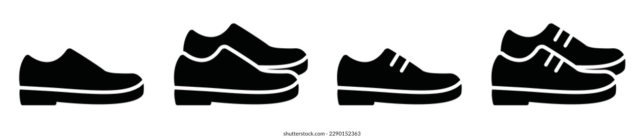 Shoes set icon. Leather shoe icon, vector illustration