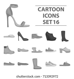 Shoes set icons in monochrome style. Big collection of shoes vector symbol stock illustration