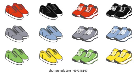 Shoes. Set of sneakers. Vector illustration