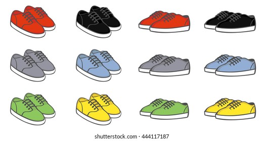Shoes. Set of sneakers. Vector illustration