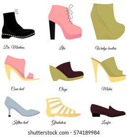 Shoes set vector illustration