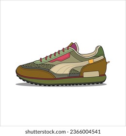 Shoes side view with vector art