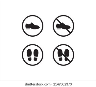 Shoes sign icon. No shoes symbol. Prohibited shoes icon symbol, vector illustration.