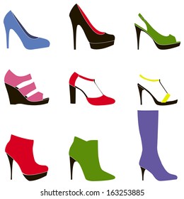 Shoes Silhouette Collection Your Design Illustration Stock Vector ...