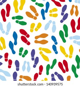 shoes silhouette seamless background (vector trail foot)