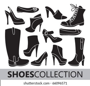 Shoes silhouettes vector collection