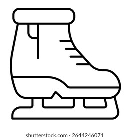 Shoes for skating thin line icon, winter sport concept. Vector graphics. Skates boot, ski shoe with blade sign on white background, style mobile or design