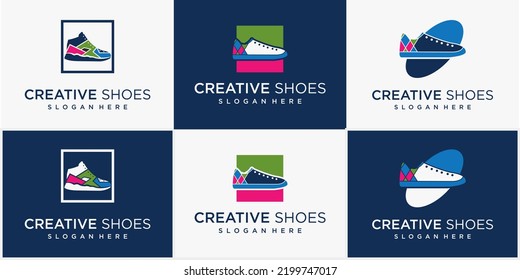 Shoes, Sneaker, Boots Shoes Store Logo, Men's Shoes Vector Sports Style Shoes Logo Template Design