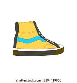 Shoes sneaker coloring drawing vector, Sneakers drawn in a coloring, black line sneaker trainers template coloring, vector Illustration.