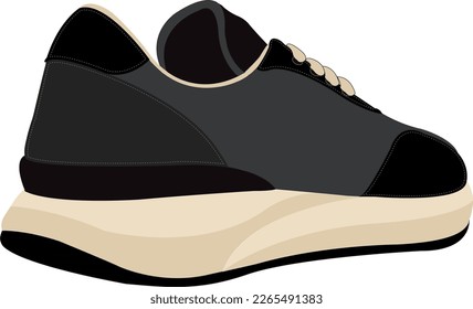 Vector de dibujo de color de zapata, Sneakers dibujado en un colorante, coloreado de plantilla de entrenadores de sneaker de línea negra, vectorial Ilustración.