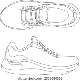 Shoes sneaker outline drawing, Sneakers vector, Shoes outline Illustration, vector shoes, shoes coloring, vector outline