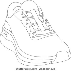 Shoes sneaker outline drawing, Sneakers vector, Shoes outline Illustration, vector shoes, shoes coloring, vector outline
