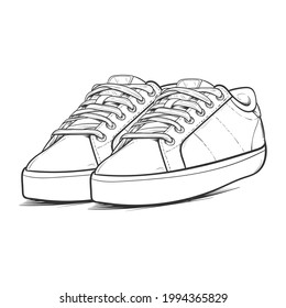 Shoes Sneaker Outline Drawing Vector Sneakers Stock Vector (Royalty ...