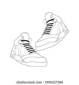 Shoes Sneaker Outline Drawing Vector Black Stock Vector (Royalty Free ...