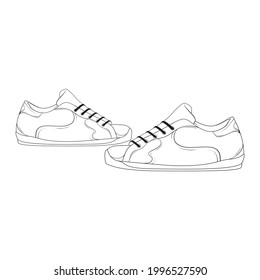 Shoes Sneaker Outline Drawing Vector Black Stock Vector (Royalty Free ...