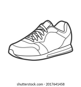 Shoes Sneaker Outline Drawing Vector Sneakers Stock Vector (Royalty ...