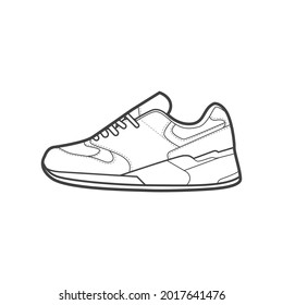 Shoes Sneaker Outline Drawing Vector Sneakers Stock Vector (Royalty ...