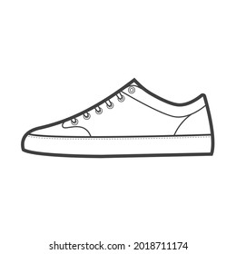 Shoes Sneaker Outline Drawing Vector Sneakers Stock Vector (Royalty ...