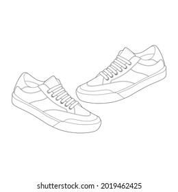 Shoes Sneaker Outline Drawing Vector Shoes Stock Vector (Royalty Free ...