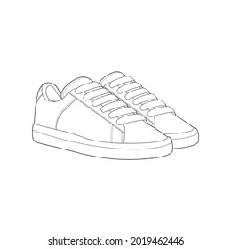 Shoes Sneaker Outline Drawing Vector Shoes Stock Vector (Royalty Free ...