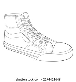 Shoes Sneaker Outline Drawing Vector Sneakers Stock Vector (Royalty ...