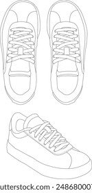 Shoes sneaker outline drawing vector, Sneakers vector, Shoes outline, shoes Illustration, sneakers isolated, shoes fashion, vector outline 